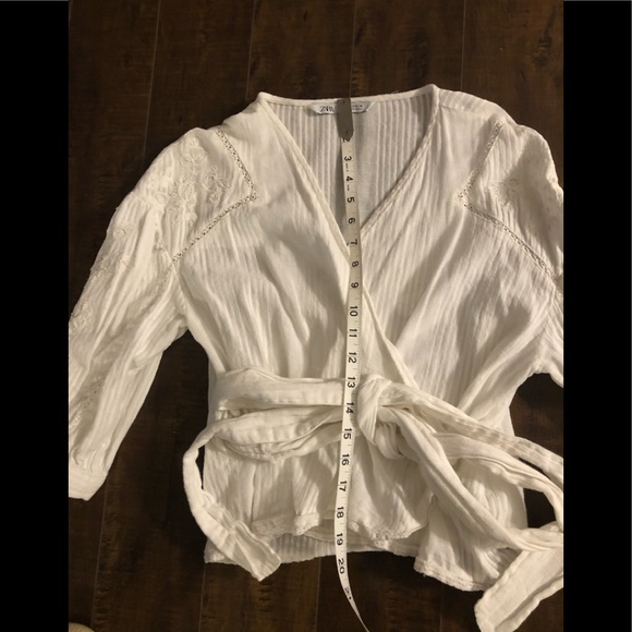 Zara white wrap around long sleeve blouse size S - Picture 8 of 15